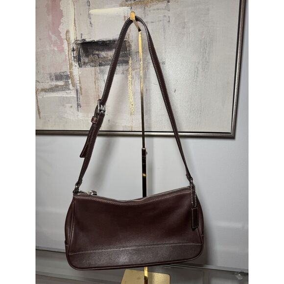 Vintage Coach Demi Hampton Dark Brown Leather Shoulder Bag - Picture 1 of 6